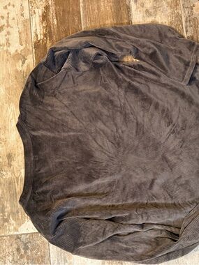 Gap Velour Ribbed Long Sleeve Top in Charcoal Gray